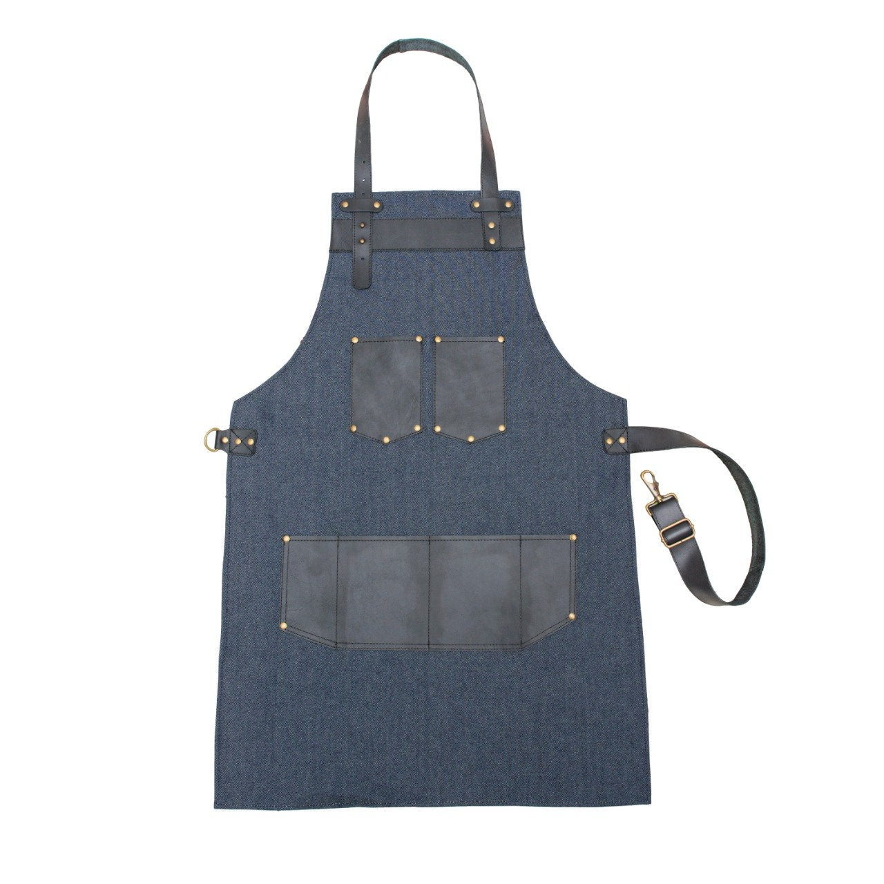 The West Sussex Blue Denim Canvas Apron With Black Pocket