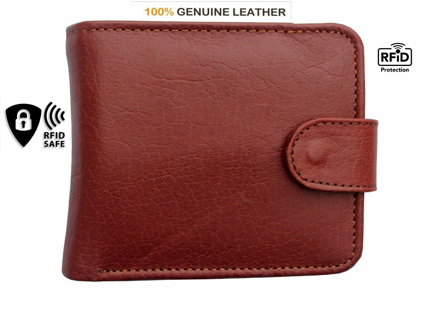 Derbyshire Men's Maroon Bi-fold RFID Waxed Leather Wallet