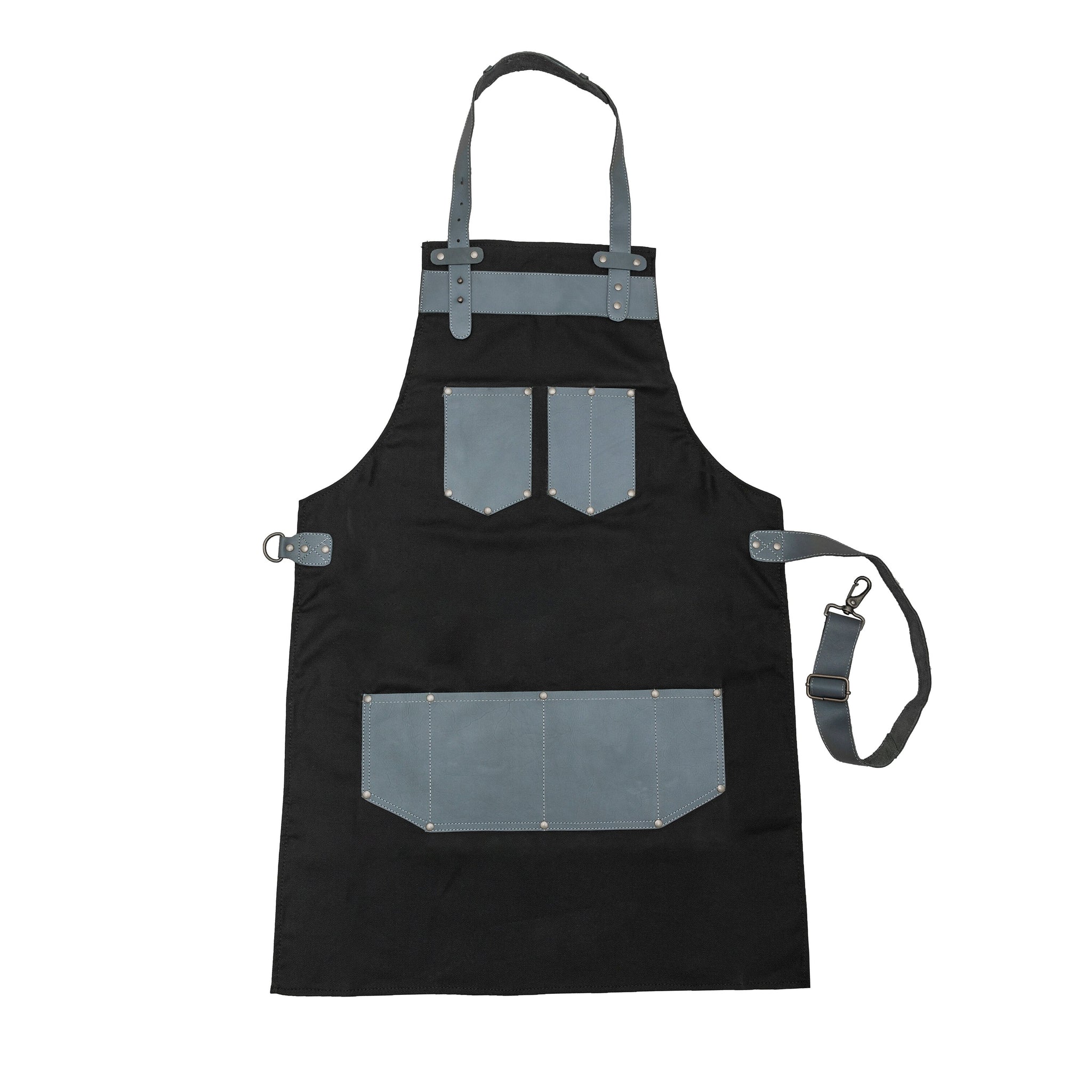 The Kent Black Canvas and Grey Leather pocket Apron