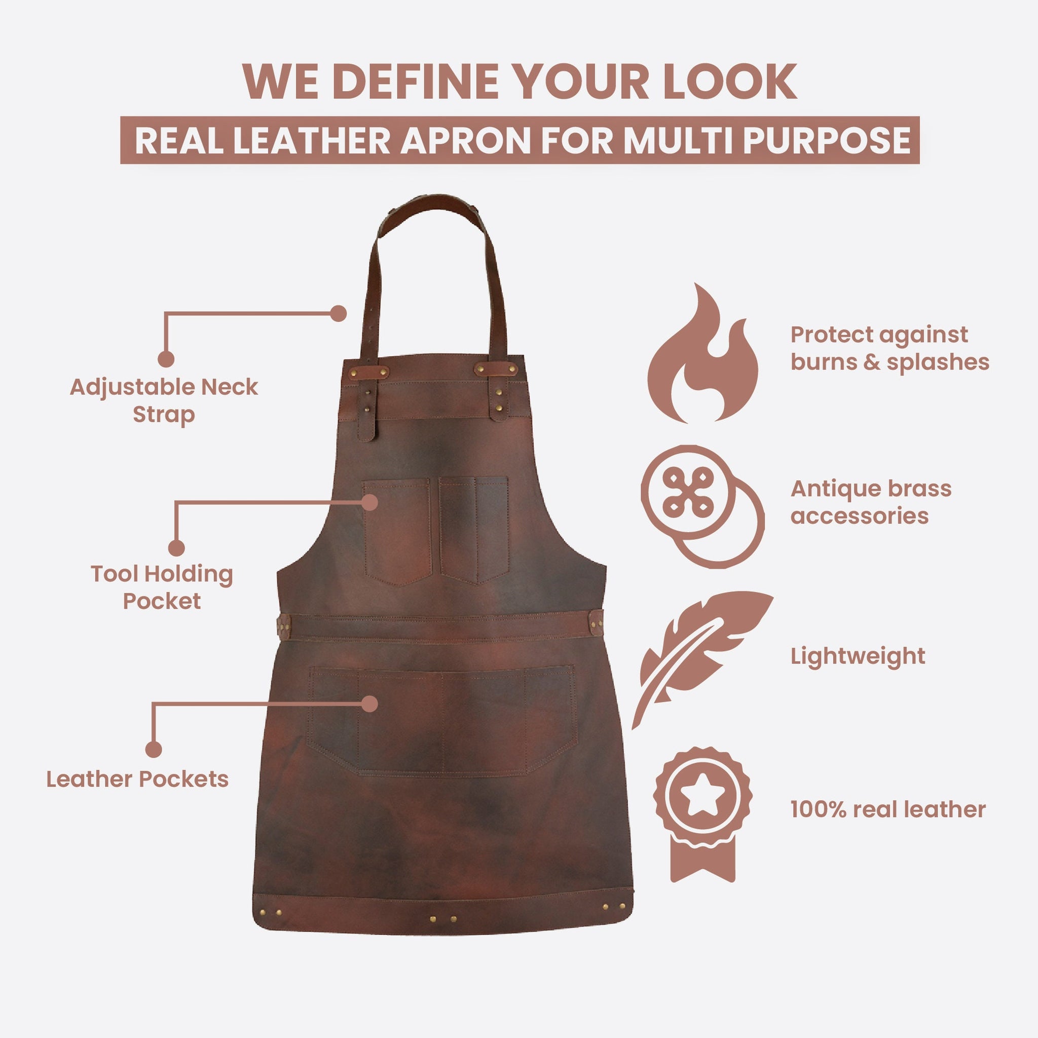 The Berkshire Dark Brown Full Grain Leather Apron