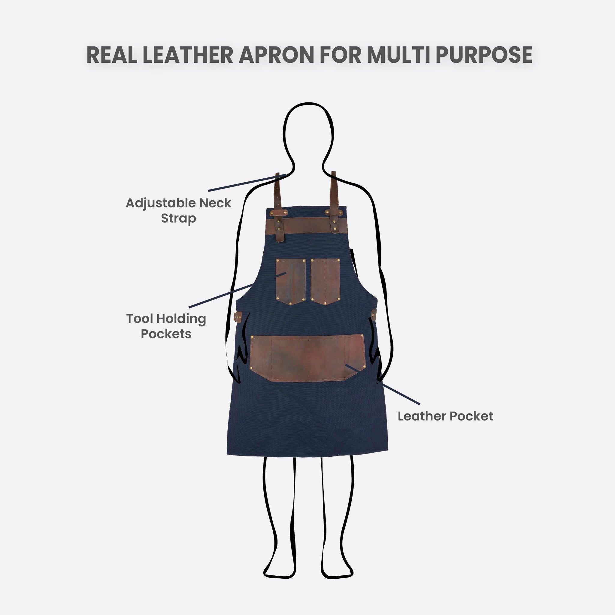 The Devon Leather Blue Canvas Hairstylist Apron