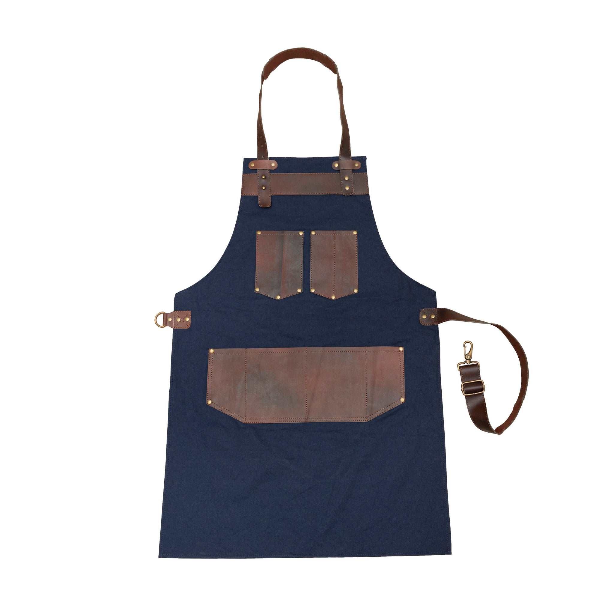 The Devon Leather Blue Canvas Hairstylist Apron