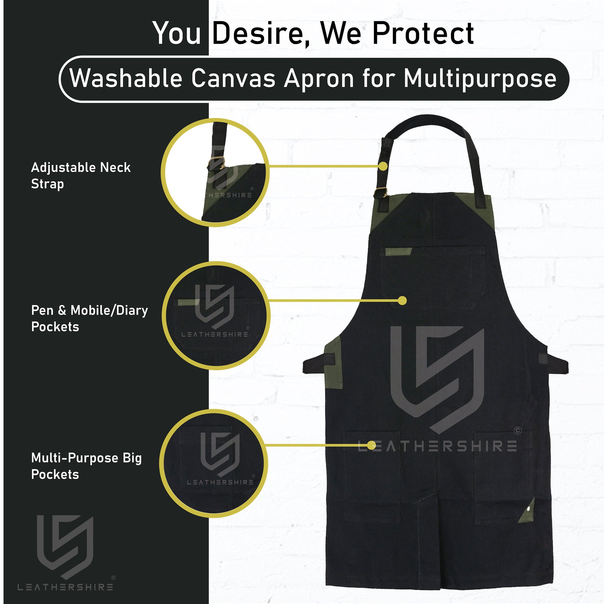 The Warwickshire Black Canvas Fabric Hairstylist Apron