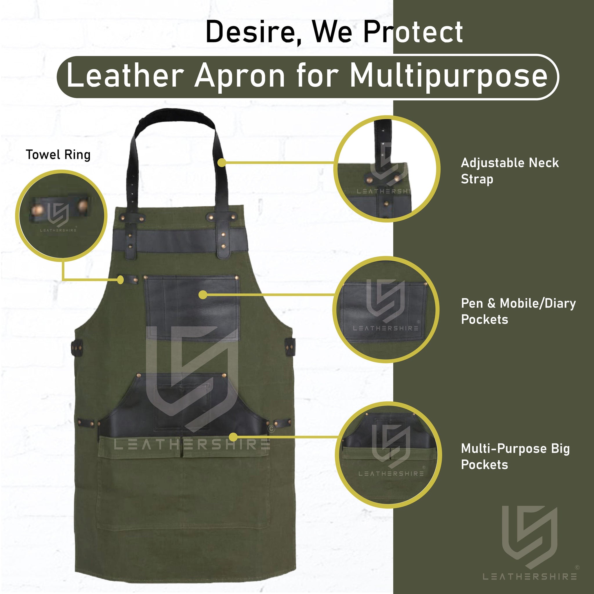 The Essex Olive Green Canvas Apron