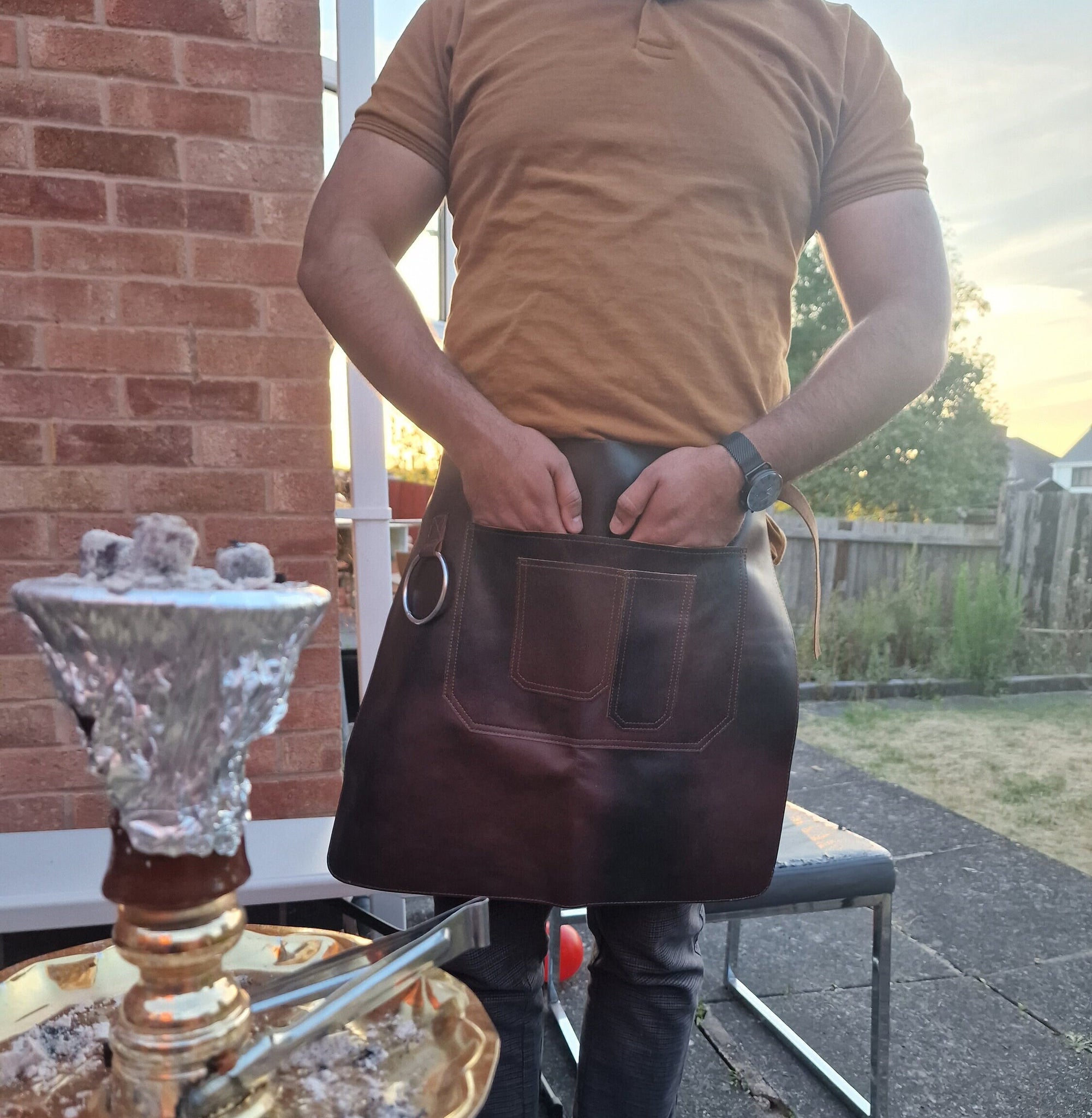 The Bristol Dark Brown Full Grain Half Leather Apron