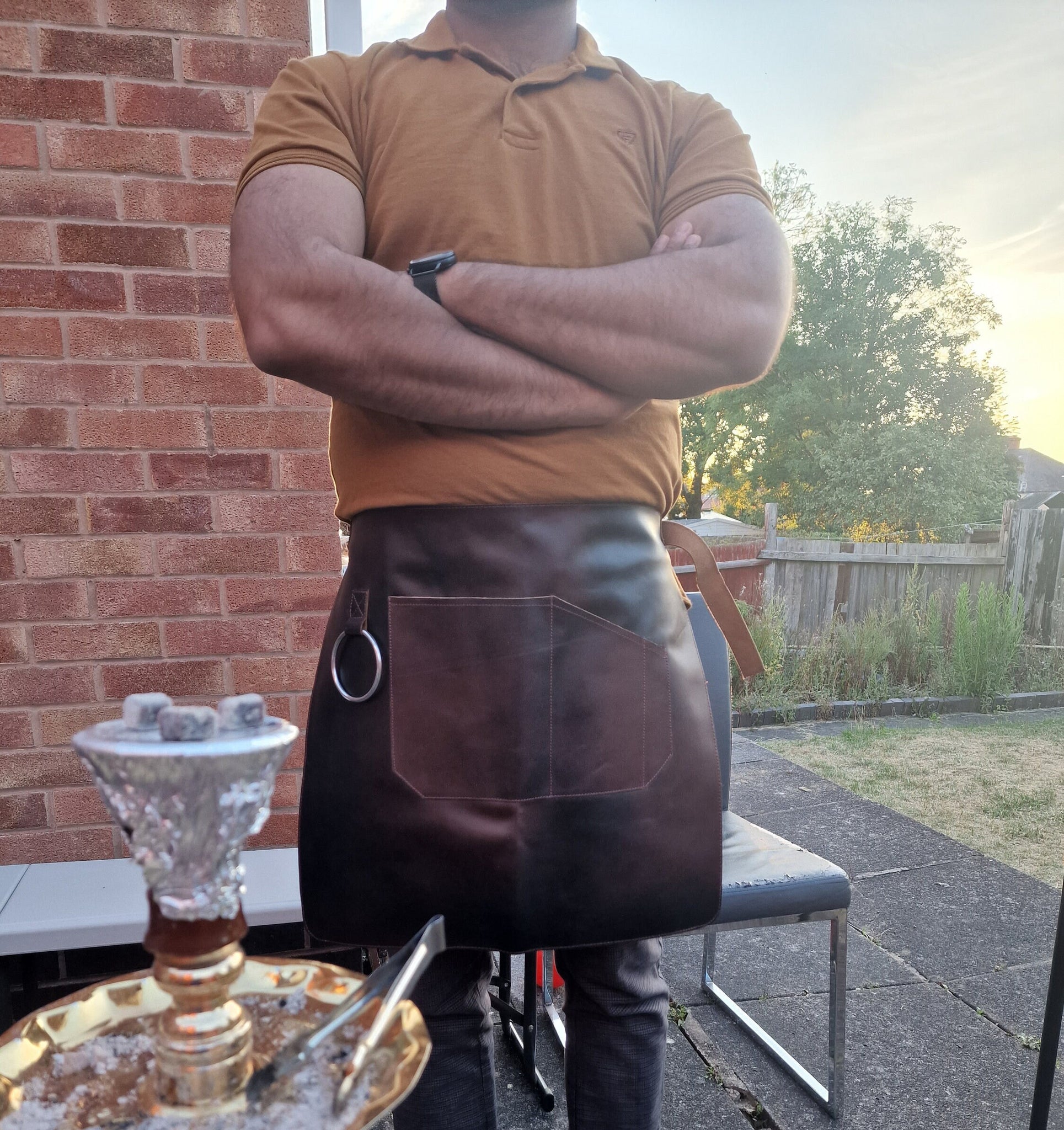 The Durham Dark Brown Full Grain Leather Half Apron