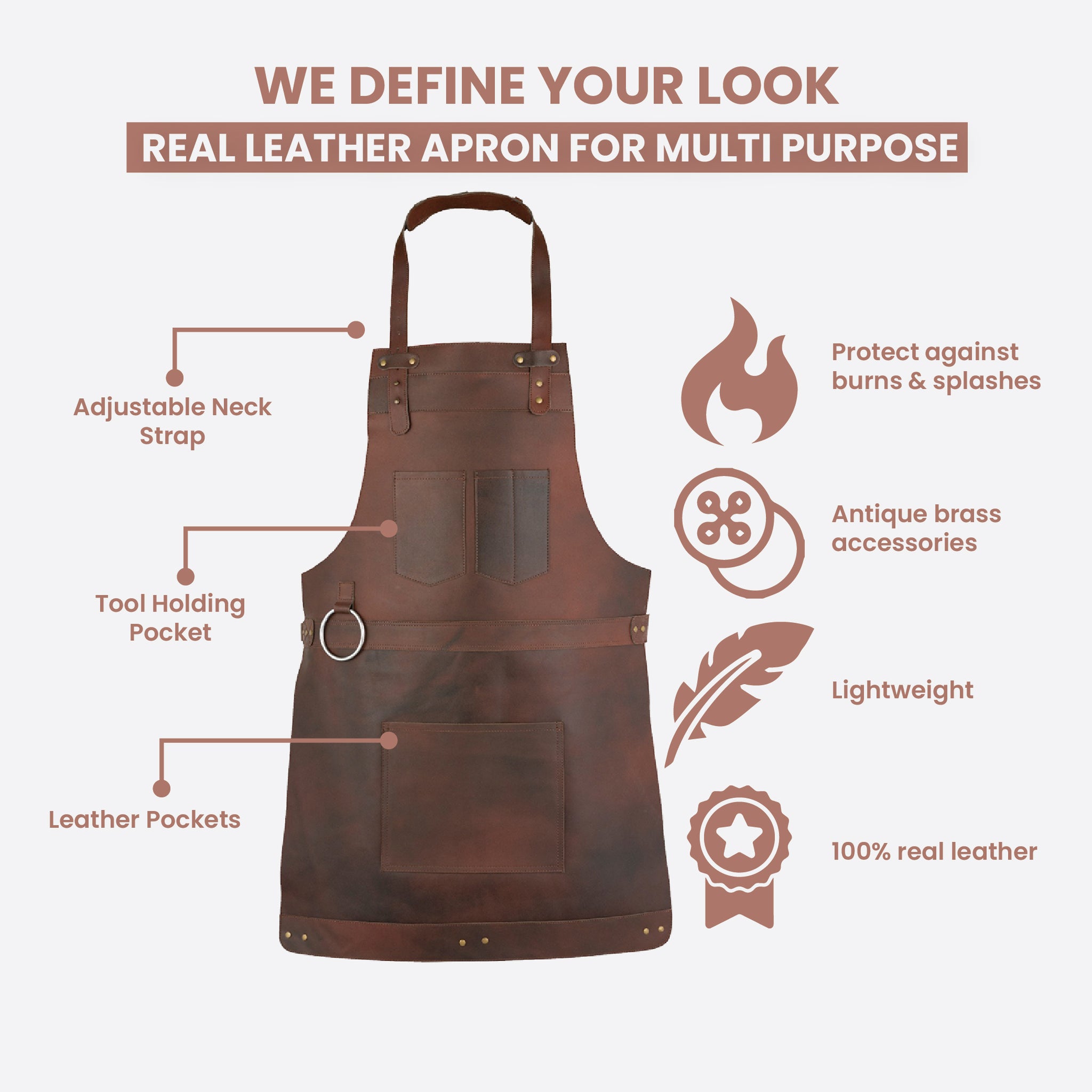 The Northumberland Chocolate Brown Leather Apron